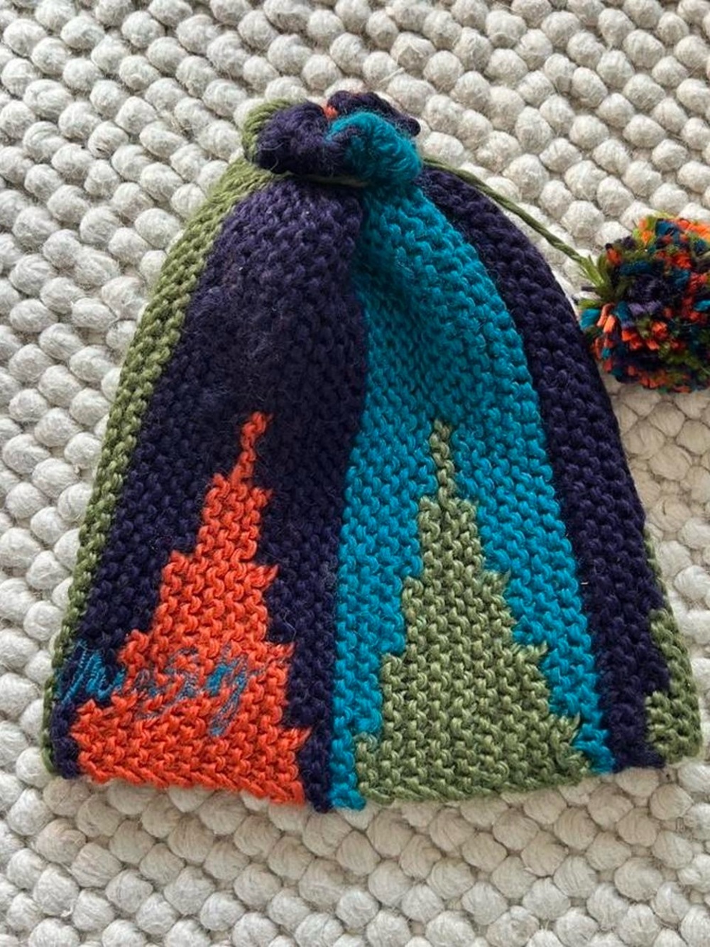 Miss Sixty Knit Pom-Pom Hat in Navy, Teal, Olive, Orange